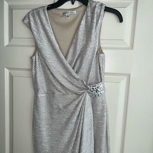 Maggie London Short Silver Wrap Dress
